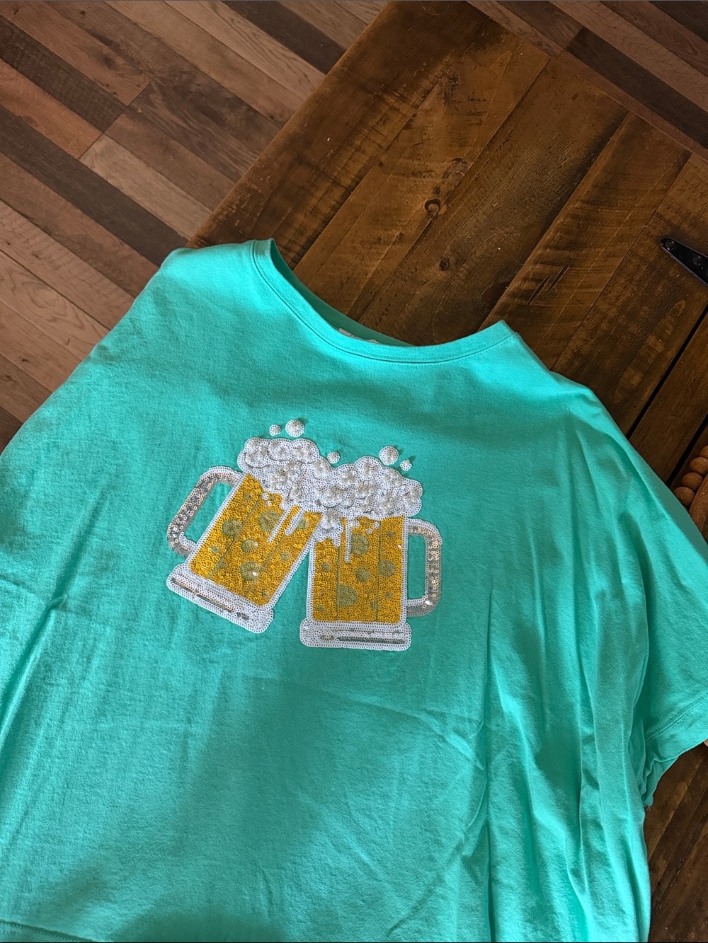 Kids' Teal Graphic Tee with Sparkle Beer Mugs